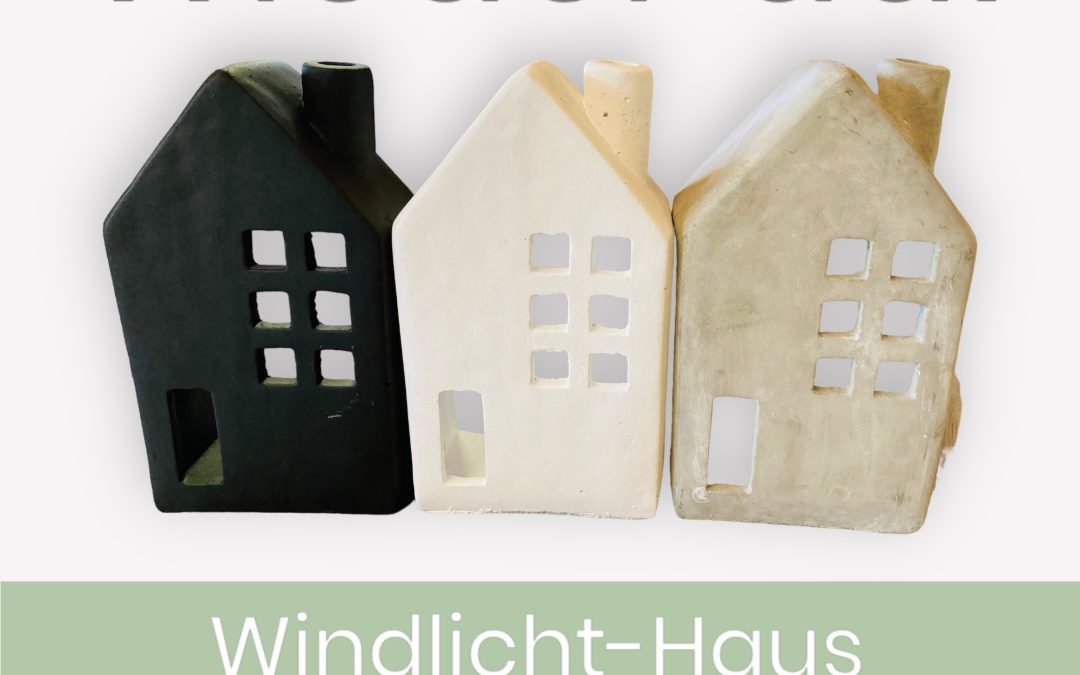 Windlicht-Häuser Beton in drei Größen